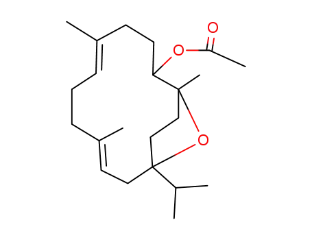 Molecular Structure of 62055-33-8 (15-Oxabicyclo[10.2.1]pentadeca-5,9-dien-2-ol,
1,5,9-trimethyl-12-(1-methylethyl)-, acetate)