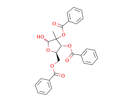 Molecular Structure of 30361-17-2 (2,3,5-Tri-O-benzoyl-2-C-methyl-D-ribofuranose)