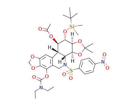 (1R,2R,3S,4R,4aR,10bS)-1-acetoxy-2-((t-butyldimethylsilyl)oxy)-7-(o-carbamoyloxypiperonyl)-3,4-(isopropylidenedioxy)-8,9-(methylenedioxy)-5-(p-nitrobenzenesulfonyl)-1,1a,2,3,4,4a,6-heptahydrophenanthridine
