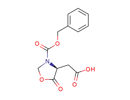 Molecular Structure of 23632-66-8 ((S)-(+)-3-(BENZYLOXYCARBONYL)-5-OXO-4-OXAZOLIDINEACETIC ACID)