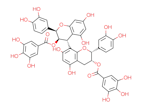 Molecular Structure of 79907-44-1 ([(2R,3R,4R)-2-(3,4-dihydroxyphenyl)-4-[(2R,3R)-2-(3,4-dihydroxyphenyl)-5,7-dihydroxy-3-(3,4,5-trihydroxybenzoyl)oxy-chroman-8-yl]-5,7-dihydroxy-chroman-3-yl] 3,4,5-trihydroxybenzoate)