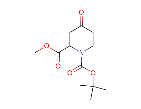 Molecular Structure of 81357-18-8 (4-Oxo-1,2-piperidinedicarboxylic acid 1-(tert-butyl) 2-methyl ester)