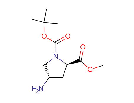 Molecular Structure of 254881-77-1 ((2R,4S)-1-tert-Butyl 2-methyl 4-aminopyrrolidine-1,2-dicarboxylate)
