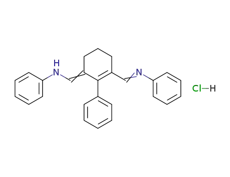 Molecular Structure of 56709-94-5 (Benzenamine,
N-[[2-phenyl-3-[(phenylamino)methylene]-1-cyclohexen-1-yl]methylene]-,
monohydrochloride)