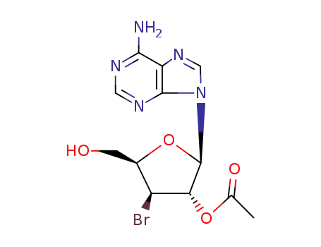 Molecular Structure of 42867-78-7 (9-(2'-O-Acetyl-3'-bromo-3'-deoxy-β-D-xylofuranosyl)adenine)