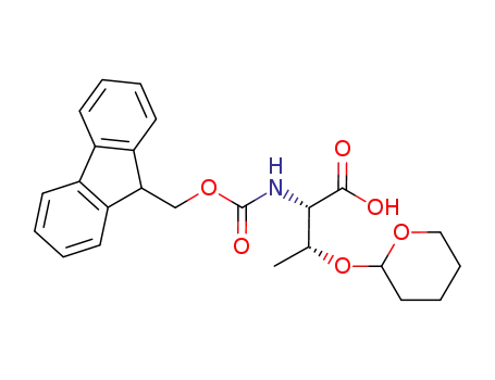 Molecular Structure of 918531-00-7 (L-Threonine,
N-[(9H-fluoren-9-ylmethoxy)carbonyl]-O-(tetrahydro-2H-pyran-2-yl)-)