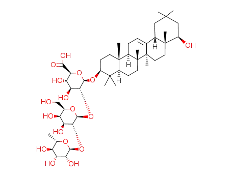 Molecular Structure of 117210-05-6 (b-D-Glucopyranosiduronic acid, (3b,22b)-22-hydroxyolean-12-en-3-yl O-6-deoxy-a-L-mannopyranosyl-(1&reg;2)-O-b-D-glucopyranosyl-(1&reg;2)- (9CI))