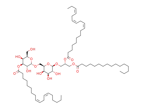 Molecular Structure of 1103509-91-6 ((2S)-1-O-palmitoyl-2-O-linolenoyl-3-O-[α-D-galactopyranosyl-(1''->6')-(3''-O-linoleoyl)-β-D-galactopyranosyl]glycerol)