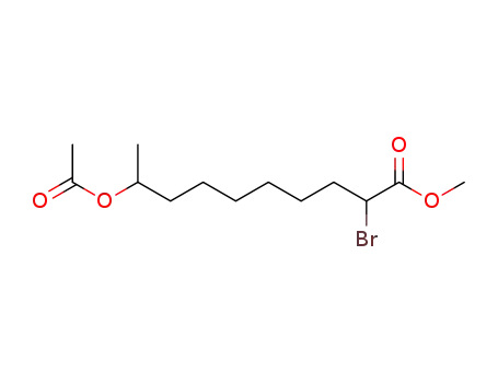 Molecular Structure of 479030-48-3 (Decanoic acid, 9-(acetyloxy)-2-bromo-, methyl ester)