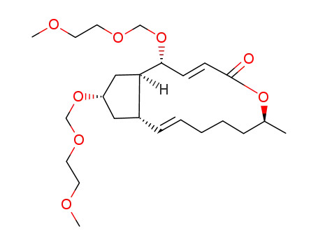 Molecular Structure of 60043-55-2 ((1R,6S,11aS,13S,14aR)-1,13-bis[(2-methoxyethoxy)methoxy]-6-methyl-1,6,7,8,9,11a,12,13,14,14a-decahydro-4H-cyclopenta[f]oxacyclotridecin-4-one)