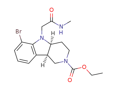 Molecular Structure of 2098497-32-4 ((4aS,9bR)-ethyl 6-bromo-5-(2-(methylamino)-2-oxoethyl)-1,3,4,4a,5,9b-hexahydro-2H-pyrido[4,3-b]indole-2-carboxylate)