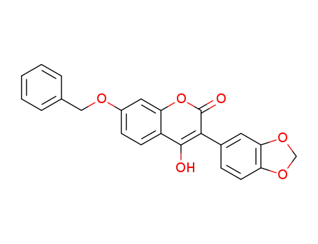 Molecular Structure of 77069-06-8 (4-hydroxy 7-benzyloxy 3-(3',4'-methylenedioxyphenyl) coumarin)