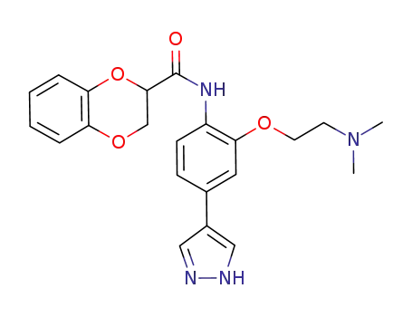 Molecular Structure of 1072959-67-1 (N-[2-[2-(Dimethylamino)ethoxy]-4-(1H-pyrazol-4-yl)phenyl]-2,3-dihydro-1,4-benzodioxin-2-carboxamide)
