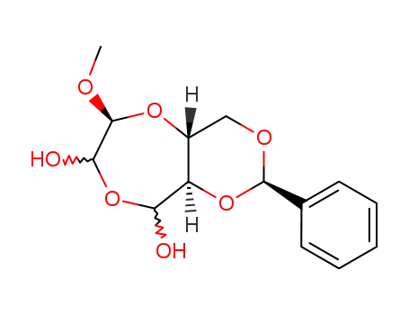 Molecular Structure of 4983-69-1 (1,3-Dioxino[5,4-e][1,4]dioxepin-7,9-diol,
hexahydro-6-methoxy-2-phenyl-)