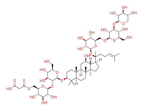 (20S)-protopanaxadiol 3-O-(6-O-malonyl-β-D-glucopyranosyl-(1->2)-β-D-glucopyranoside) 20-O-β-D-xylopyranosyl-(1->3)-β-D-glucopyranosyl-(1->6)-β-D-glucopyranoside