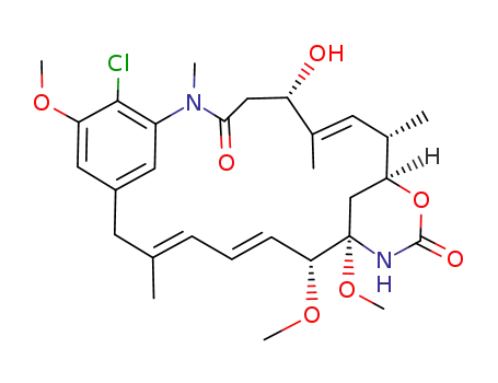 Molecular Structure of 75349-70-1 ((3E,5E,14E)-(7R,8S,12S,13S,16S)-21-Chloro-16-hydroxy-7,8,22-trimethoxy-3,13,15,19-tetramethyl-11-oxa-9,19-diaza-tricyclo[18.3.1.1<sup>8,12</sup>]pentacosa-1<sup>(24)</sup>,3,5,14,20,22-hexaene-10,18-dione)