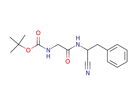 Molecular Structure of 671240-54-3 (Carbamic acid, [2-[(1-cyano-2-phenylethyl)amino]-2-oxoethyl]-,
1,1-dimethylethyl ester)
