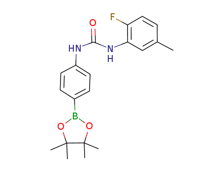 Molecular Structure of 796967-18-5 (Urea, N-(2-fluoro-5-Methylphenyl)-N'-[4-(4,4,5,5-tetraMethyl-1,3,2-dioxaborola n-2-yl)phenyl]-)