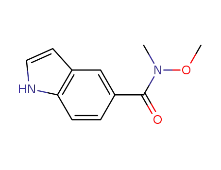 Molecular Structure of 1056442-76-2 (N-methoxy-N-methyl-1H-indole-5-carboxamide)