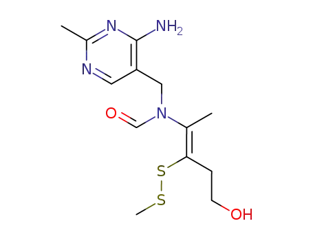 Molecular Structure of 2281-20-1 (<i>N</i>-(4-amino-2-methyl-pyrimidin-5-ylmethyl)-<i>N</i>-(4-hydroxy-1-methyl-2-methyldisulfanyl-but-1-en-<i>t</i>-yl)-formamide)
