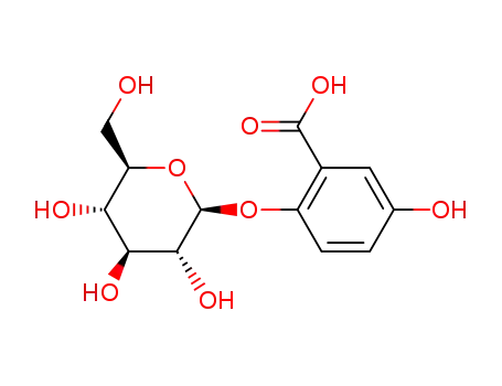 Molecular Structure of 98102-34-2 (2,5-dihydroxybenzoic acid 2-O-β-<sup>4</sup>C1-glucopyranoside)
