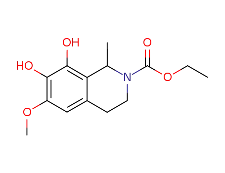Molecular Structure of 35646-03-8 (7,8-dihydroxy-6-methoxy-1-methyl-3,4-dihydro-1<i>H</i>-isoquinoline-2-carboxylic acid ethyl ester)