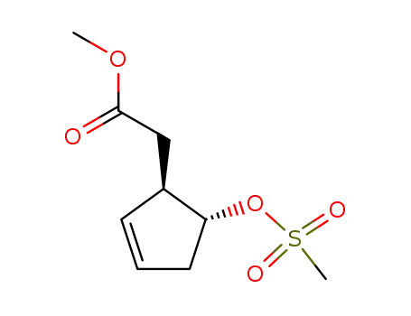 Molecular Structure of 49826-01-9 (methyl 2R-methylsulfonyloxy-4-cyclopentene-1R-acetate)