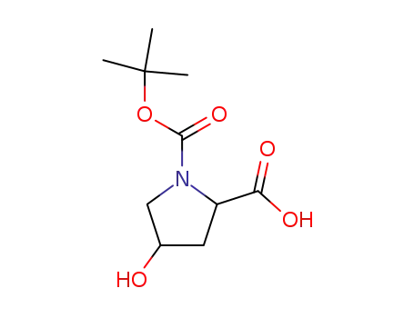Molecular Structure of 40350-82-1 (1-(tert-butoxycarbonyl)-4-hydroxypyrrolidine-2-carboxylic acid)