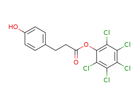 Molecular Structure of 199444-18-3 (3-(4-Hydroxy-phenyl)-propionic acid pentachlorophenyl ester)