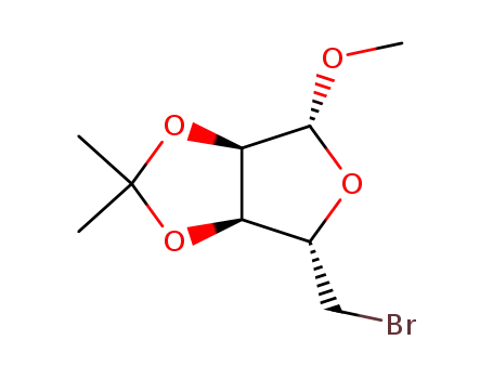Molecular Structure of 38838-05-0 (Methyl 5-bromo-5-deoxy-2,3-O-isopropylidene-beta-D-ribofuranoside)