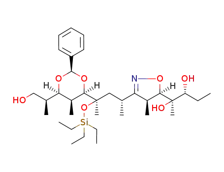 3,5-O-benzylidene-1,4,6-trideoxy-2-C-((2R)-2-{(4S,5R)-5-[(1R,2R)-1,2-dihydroxy-1-methylbutyl]-4-methyl-4,5-dihydroisoxazol-3-yl}propyl)-4,6-dimethyl-2-O-(triethylsilyl)-L-glycero-D-gulo-heptitol