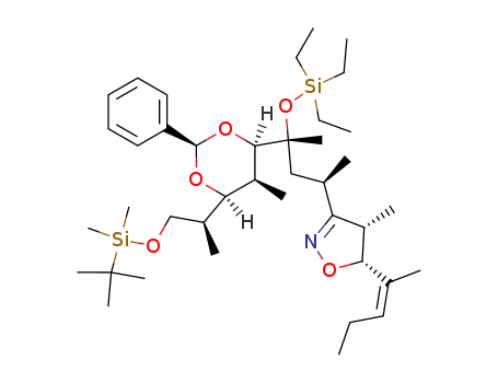 3,5-O-benzylidene-7-O-[tert-butyl(dimethyl)silyl]-1,4,6-trideoxy-4,6-dimethyl-2-C-((2R)-2-{(4S,5R)-4-methyl-5-[(1Z)-1-methylbut-1-en-1-yl]-4,5-dihydroisoxazol-3-yl}propyl)-2-O-(triethylsilyl)-L-glycero-D-gulo-heptitol
