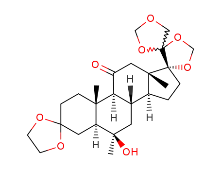 Molecular Structure of 123885-50-7 ((20Ξ)-3,3-ethanediyldioxy-6β-hydroxy-6α-methyl-17,20;20,21-bis-methylenedioxy-5α-pregnan-11-one)