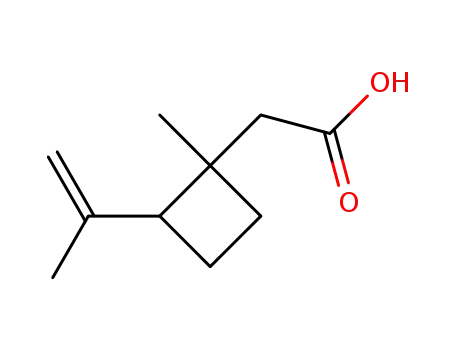Molecular Structure of 55760-16-2 (1-Methyl-2-(1-methylvinyl)cyclobutaneacetic acid)