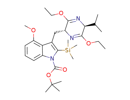 tert-butyl 3-(((2R,5S)-3,6-diethoxy-5-isopropyl-2,5-dihydropyrazin-2-yl)methyl)-4-methoxy-2-(tri-methylsilyl)-1H-indole-1-carboxylate