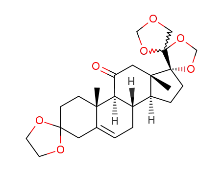 Molecular Structure of 52248-40-5 ((8′S,9′S,10′R,13′S,14′S,17′R)-10′,13′-dimethyl-1′,2′,4′,7′,8′,9′,10′,12′,13′,14′,15′,16′-dodecahydro-11′H-trispiro[[1,3]dioxolane-2,3′-cyclopenta[a]phenanthrene-17′,4''-[1,3]dioxolane-5'',4'''-[1,3]dioxolan]-11′-one)