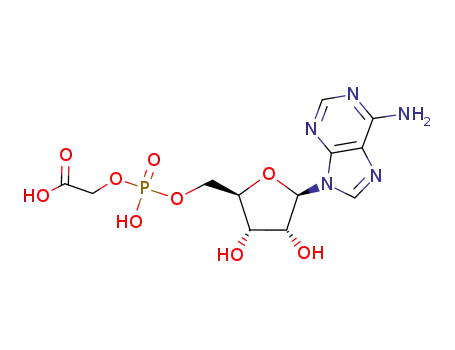 Molecular Structure of 128565-18-4 ({[(2R,3S,4R,5R)-5-(6-Amino-purin-9-yl)-3,4-dihydroxy-tetrahydro-furan-2-ylmethoxy]-hydroxy-phosphoryloxy}-acetic acid)