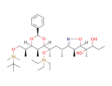 3,5-O-benzylidene-7-O-[tert-butyl(dimethyl)silyl]-1,4,6-trideoxy-2-C-((2R)-2-{(4S,5R)-5-[(2R)-2-hydroxy-1,1-dimethylbutyl]-4-methyl-4,5-dihydroisoxazol-3-yl}propyl)-4,6-dimethyl-2-O-(triethylsilyl)-L-glycero-D-gulo-heptitol