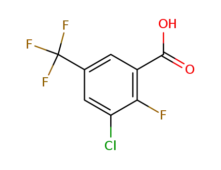 Molecular Structure of 129931-45-9 (3-CHLORO-2-FLUORO-5-(TRIFLUOROMETHYL)BENZOIC ACID)