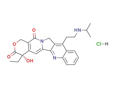 1H-Pyrano[3',4':6,7]indolizino[1,2-b]quinoline-3,14(4H,12H)-dione,4-ethyl-4-hydroxy-11-[2-[(1-methylethyl)amino]ethyl]-, hydrochloride (1:1),(4S)-