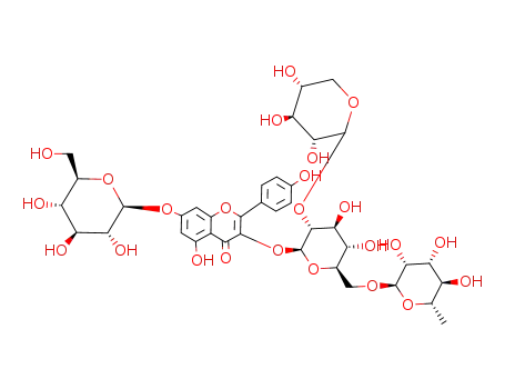 Molecular Structure of 131559-51-8 (kaempferol 3-O-(2<sup>G</sup>-xylosylrutinoside)-7-O-glucoside)