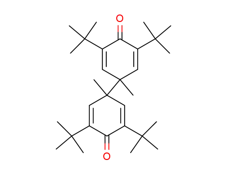 Molecular Structure of 131544-10-0 (3,3',5,5'-tetra-tert-butyl-1,1'-dimethyl-[1,1'-bi(cyclohexane)]-2,2',5,5'-tetraene-4,4'-dione)