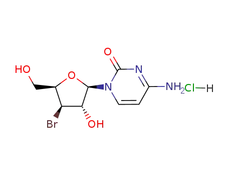 Molecular Structure of 74580-91-9 (4-Amino-1-((2R,3S,4R,5R)-4-bromo-3-hydroxy-5-hydroxymethyl-tetrahydro-furan-2-yl)-1H-pyrimidin-2-one; hydrochloride)