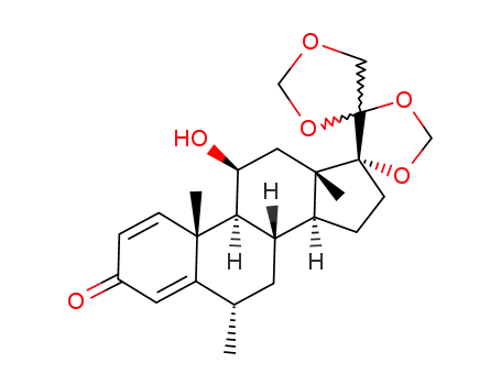 Molecular Structure of 117888-35-4 ((20Ξ)-11β-hydroxy-6α-methyl-17,20;20,21-bis-methylenedioxy-pregna-1,4-dien-3-one)