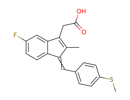 2-[(3E)-6-fluoro-2-methyl-3-[(4-methylsulfanylphenyl)methylidene]inden-1-yl]acetic acid
