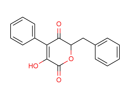 Molecular Structure of 131146-41-3 (3-hydroxy-4-phenyl-6-(phenylmethyl)-2H-pyran-2,5(6H)-dione)