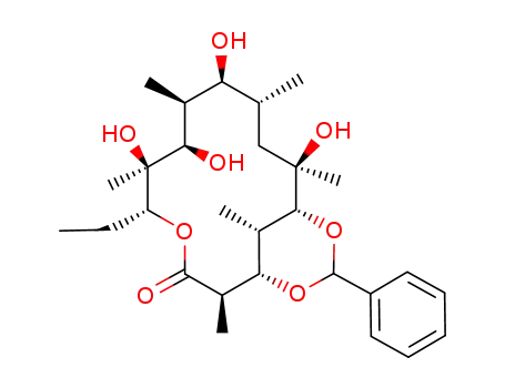 Molecular Structure of 105545-15-1 ((1S,2R,5R,6S,7R,8S,9S,10R,12R,13R,17S)-5-Ethyl-6,7,9,12-tetrahydroxy-2,6,8,10,12,17-hexamethyl-15-phenyl-4,14,16-trioxa-bicyclo[11.3.1]heptadecan-3-one)