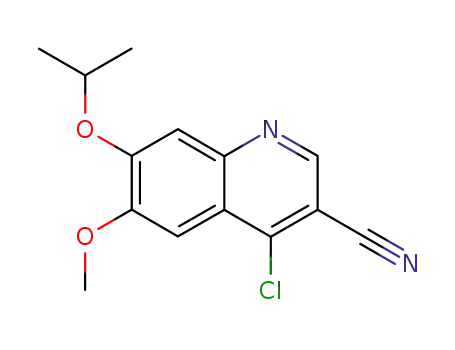 Molecular Structure of 741276-43-7 (4-CHLORO-7-ISOPROPOXY-6-METHOXY-QUINOLINE-3-CARBONITRILE)