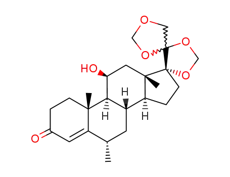 Molecular Structure of 123292-91-1 ((20Ξ)-11β-hydroxy-6α-methyl-17,20;20,21-bis-methylenedioxy-pregn-4-en-3-one)
