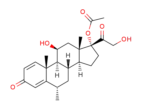 Molecular Structure of 86401-94-7 (17α-acetoxy-11β,21-dihydroxy-6α-methyl-1,4-pregnadiene-3,20-dione)